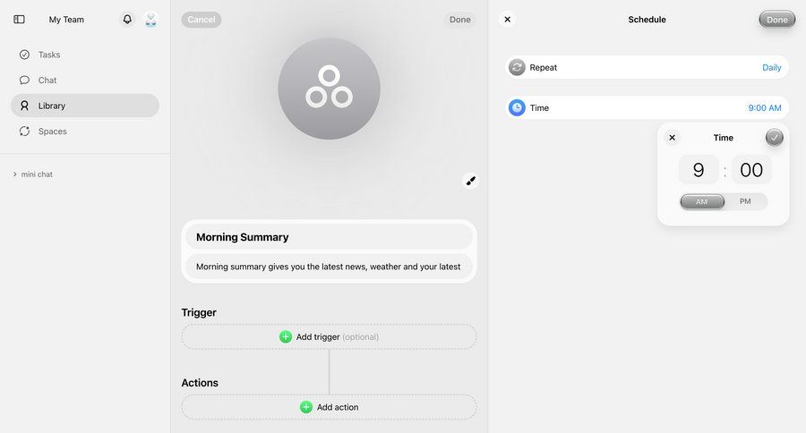 Cobot
			 settings sidebar navigation form time picker ui page example