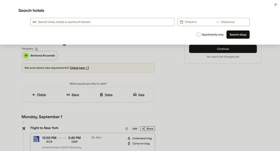 Travelperk
			 date picker ui page example