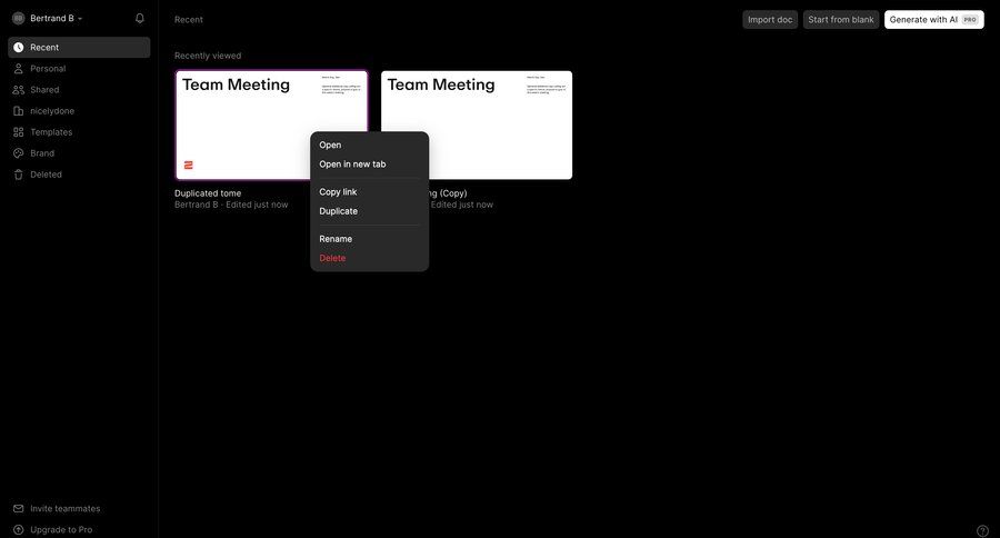Tome
			 dashboard sidebar navigation project management grid document management file management dark theme minimalist design file list screen sidebar menu interactive map duplicate option menu ui page example