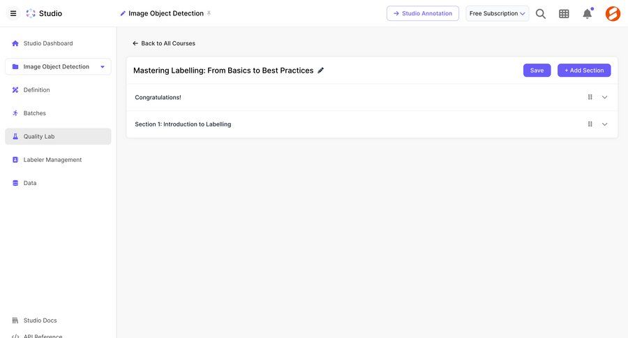 Scale
			detail page content editor education program content management save changes course creation sidebar menu ui page example