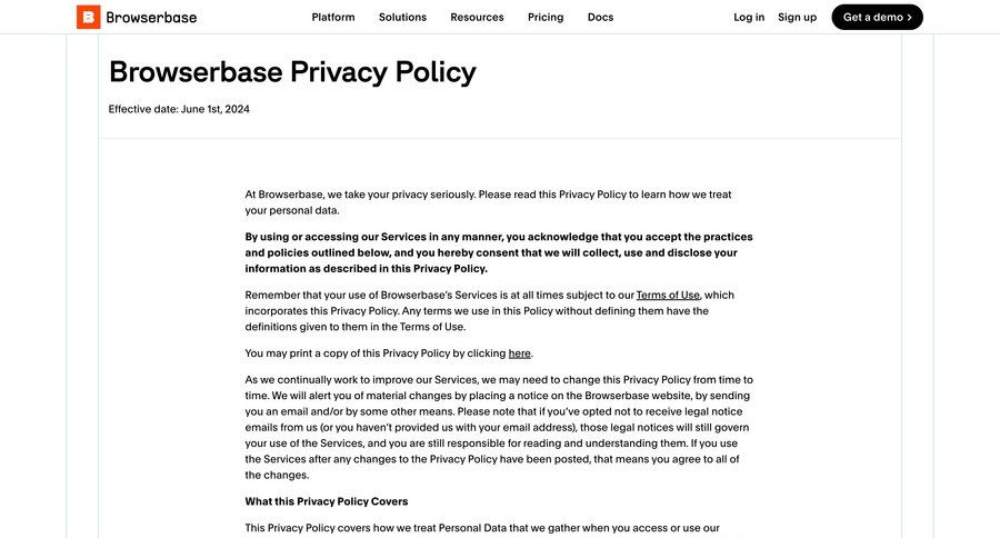Browserbase
			 data security ui page example