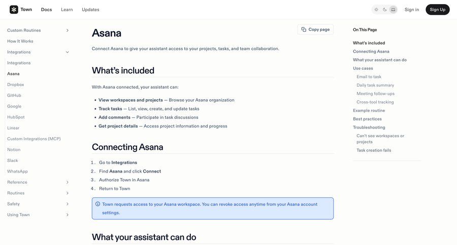 Town
			 task management workflow automation ui page example