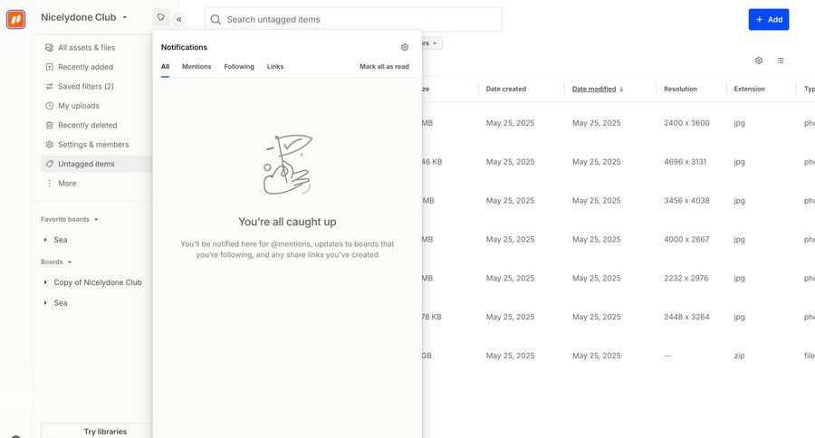 Air
			notification list dashboard grid file management notification management file list screen table ui page example