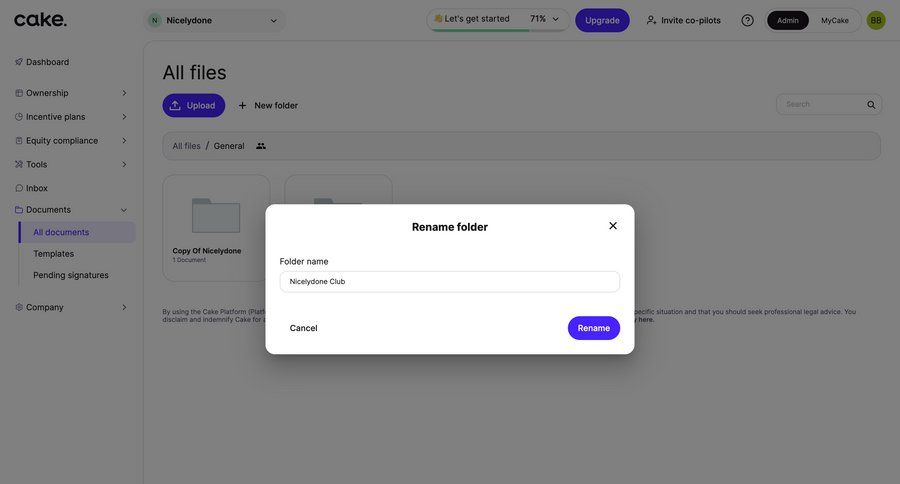 Cake
			 document management file organization ui page example