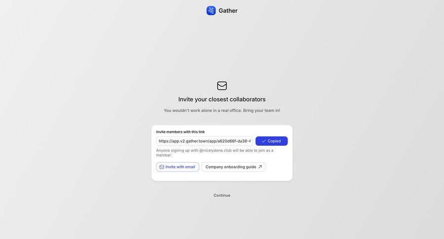 Gather
				onboarding ui page example