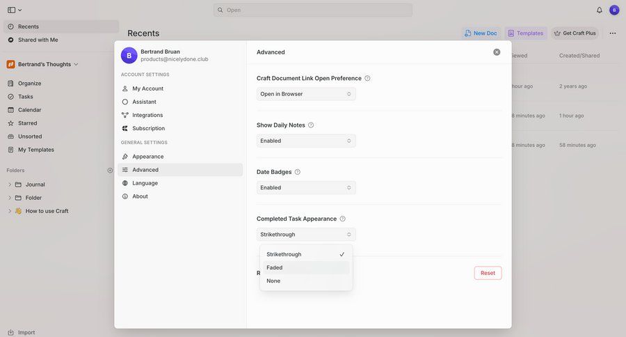 Craft
			 configuration settings grid account settings preferences ui page example