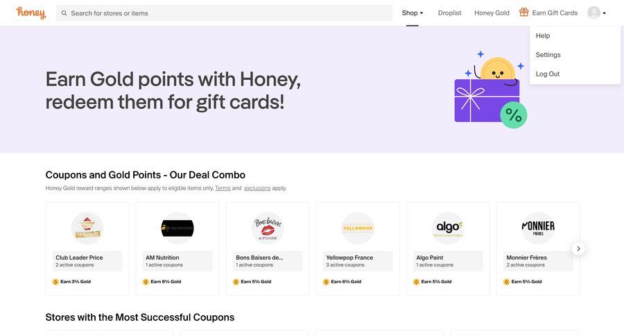 Honey
				dropdown & other states page example