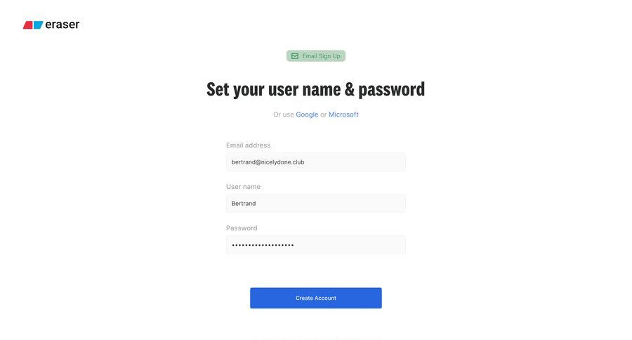 Eraser
				signup page example