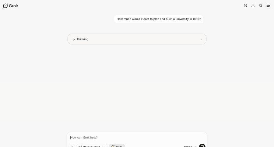 Grok
			 artificial intelligence conversational ui call intelligence research chat loading chat interface conversational search menu ui page example