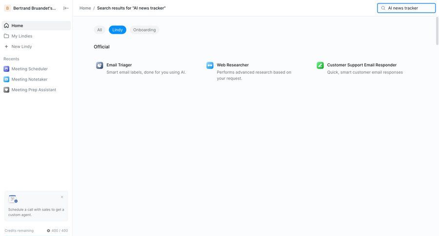 Lindy
			 sidebar navigation artificial intelligence search results ui search results ui page example