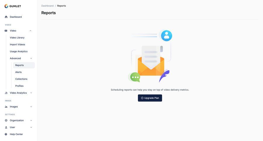 Gumlet
			 sidebar navigation account management account settings call to action sidebar pay paywall progress bar modern analytics ui page example