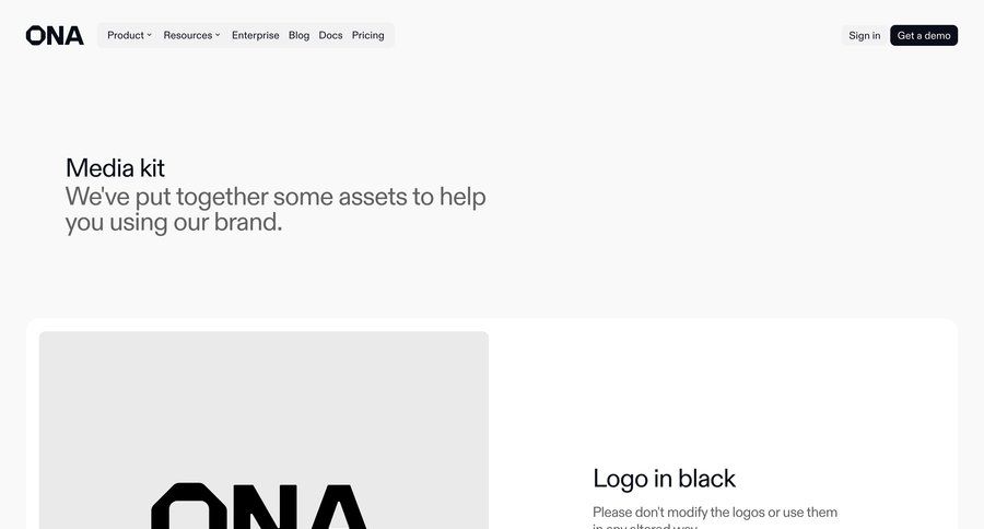 Ona
				brand resources ui page example