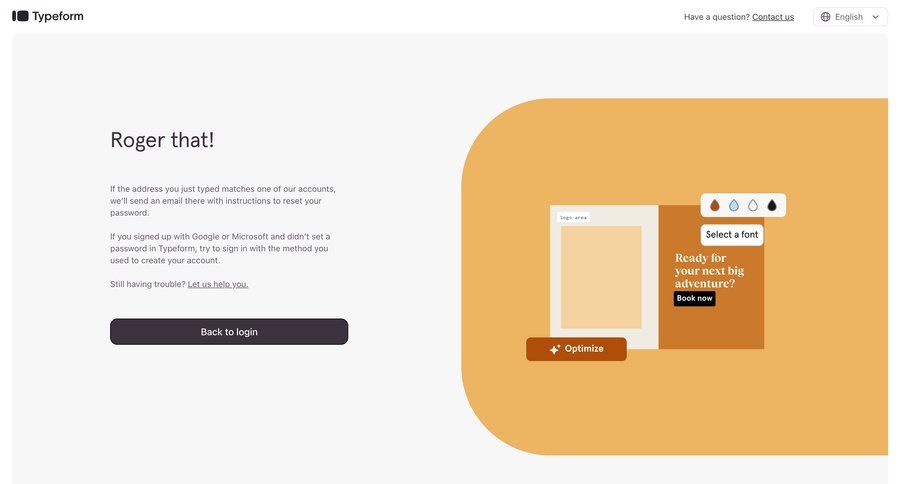 Typeform
				password reset ui page example