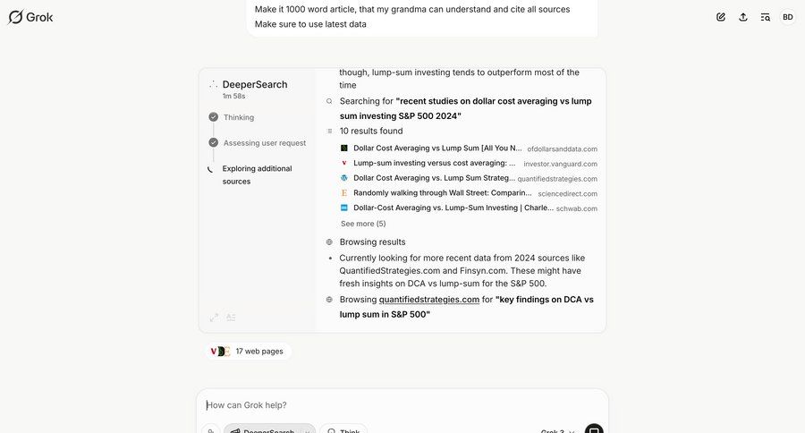 Grok
			 finance progress indicator progress tracking data analysis call intelligence new research recent activity social feed newsfeed activity stream article progress loading conversational search results ui page example