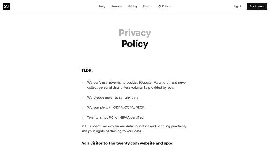 Twenty
				article ui page example