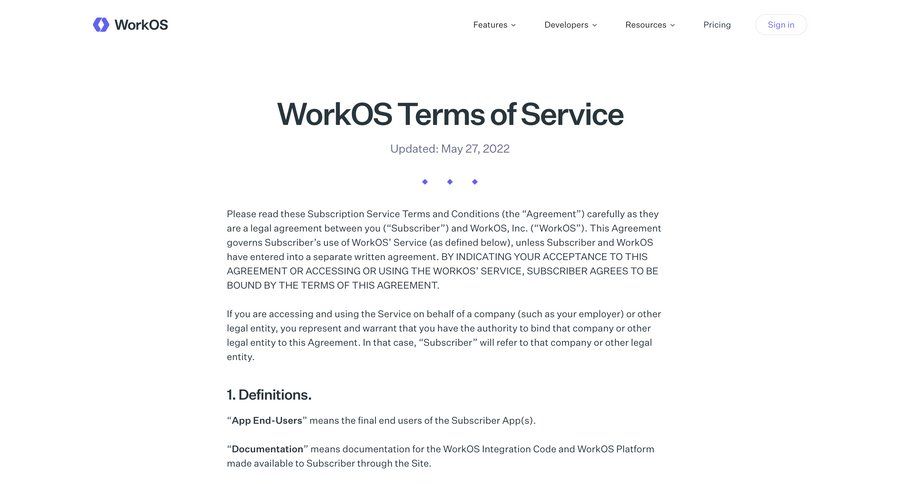 WorkOs
				terms & conditions page example