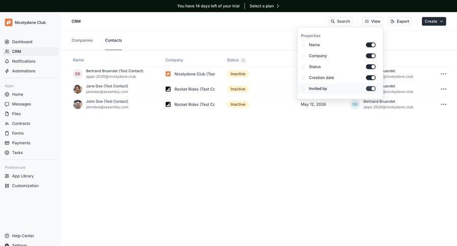 Assembly AI App Builder
			list popover actions information state sidebar navigation ui page example