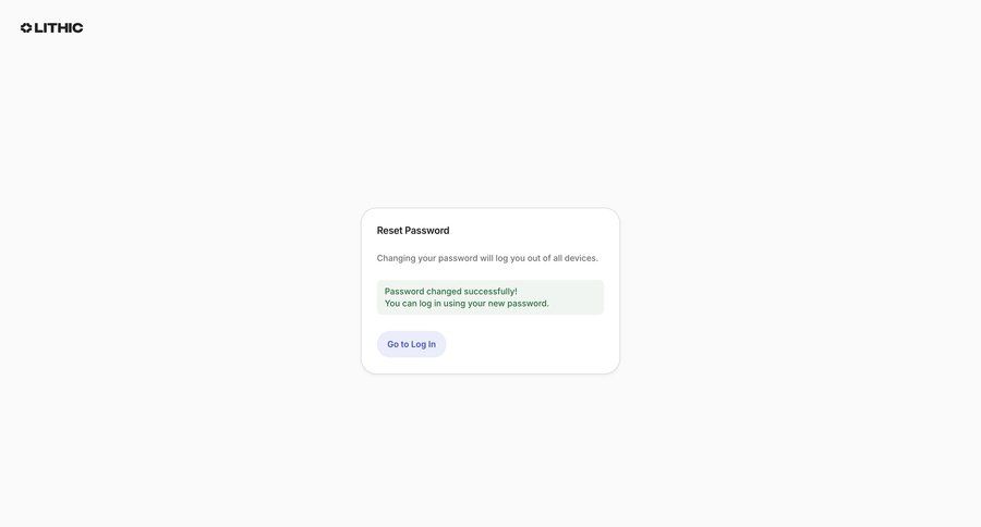 Lithic
				password reset ui page example
