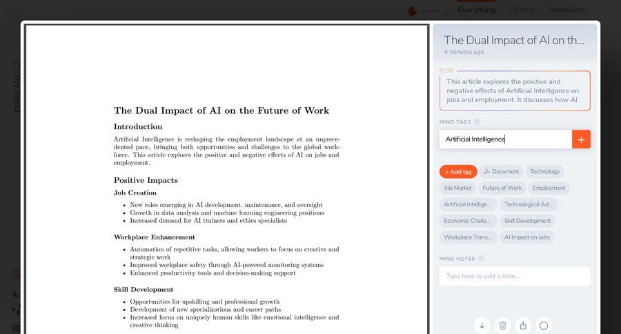 Mymind
			 content management artificial intelligence delete tagging tag management knowledge management note creation editorial blog post news article article feature article download mobile ui page example