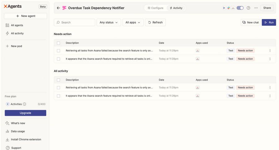 Zapier
			 task management dashboard sidebar navigation project management menu monitoring table ui page example