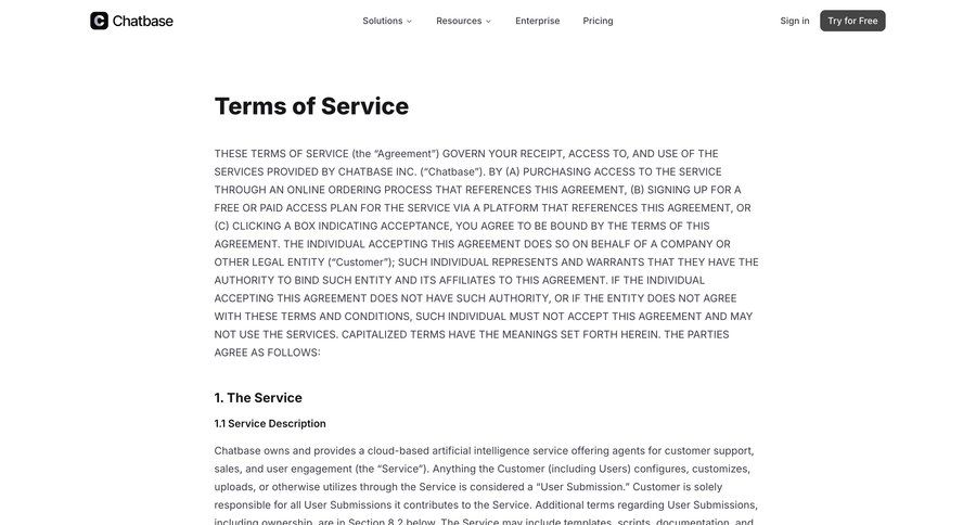 Chatbase
				terms & conditions ui page example