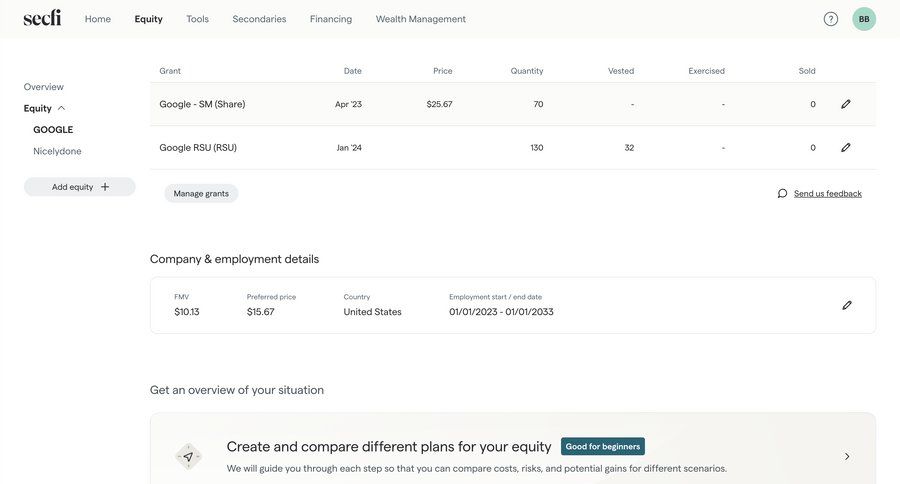 Secfi
			 dashboard finance table headers sidebar product details information page detail view item details info view modern table ui page example