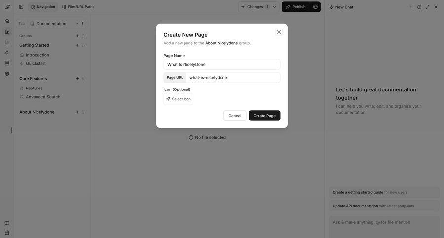 Documentation.AI
			 markdown editor ui page example