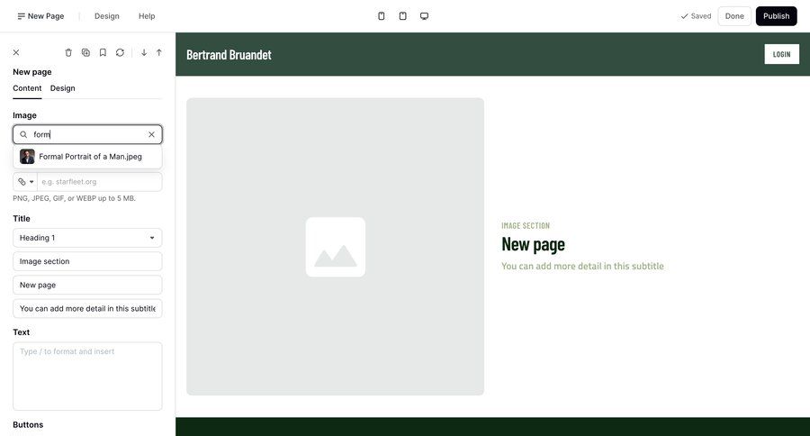 Podia
			 content management grid form design new create generate upload file ui page example