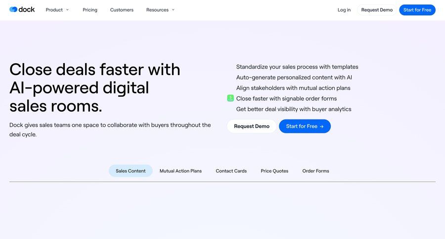 Dock
				landing page ui page example