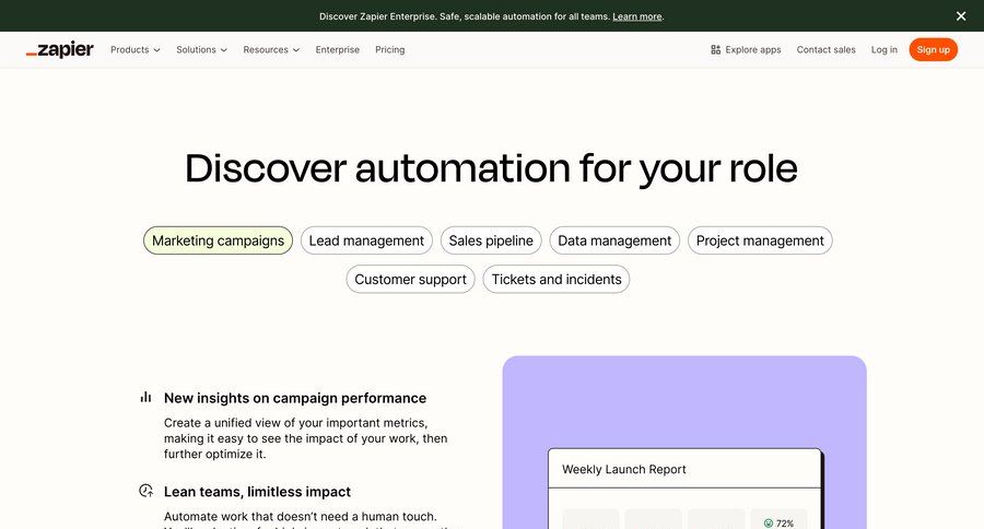 Zapier
				feature ui page example