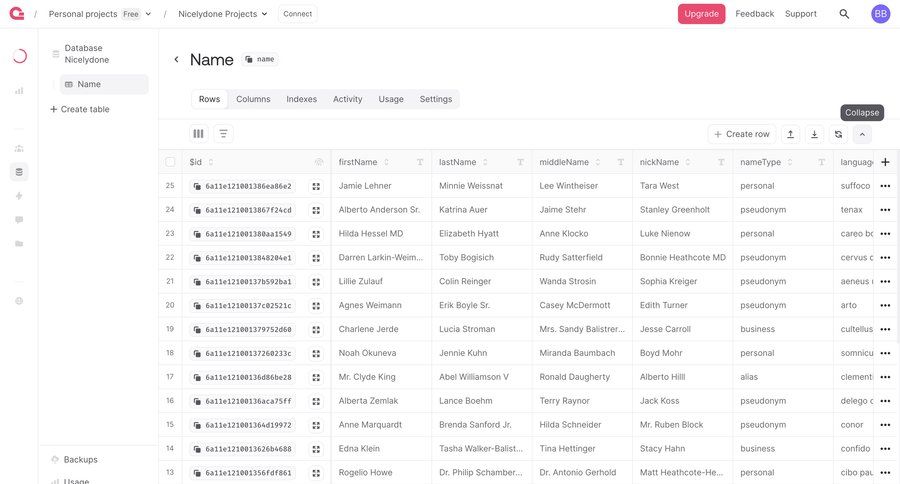Appwrite
			 content management database management ui page example