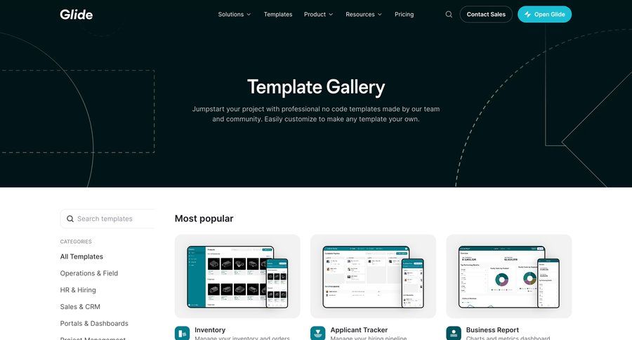 Glide
			 blog templates crm dashboard ui page example
