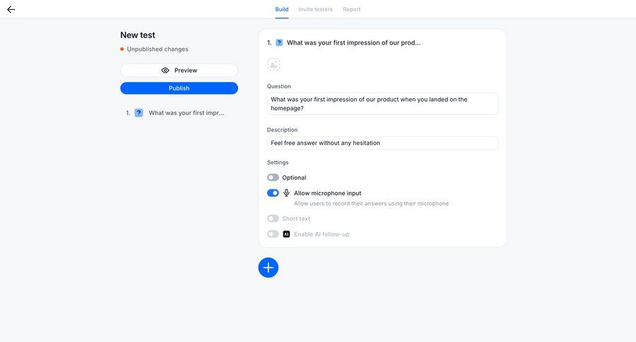Wynde
			 settings form user research feedback collection create ui page example