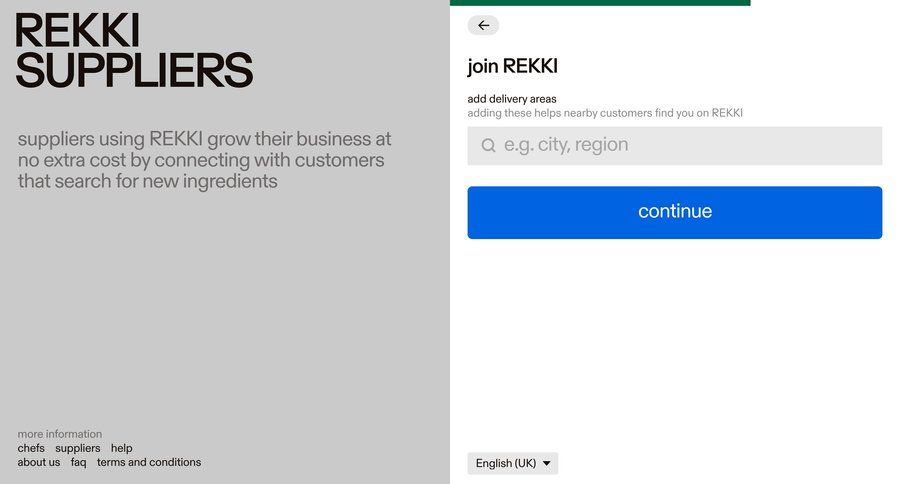 Rekki
				onboarding page example