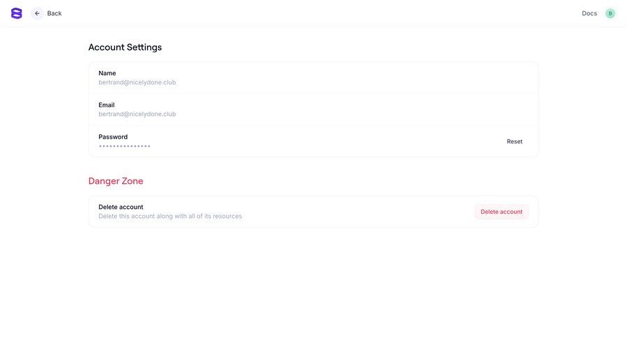 Evervault
			 configuration settings account management form user settings account deletion user profile parameters version control confirmation message ui page example