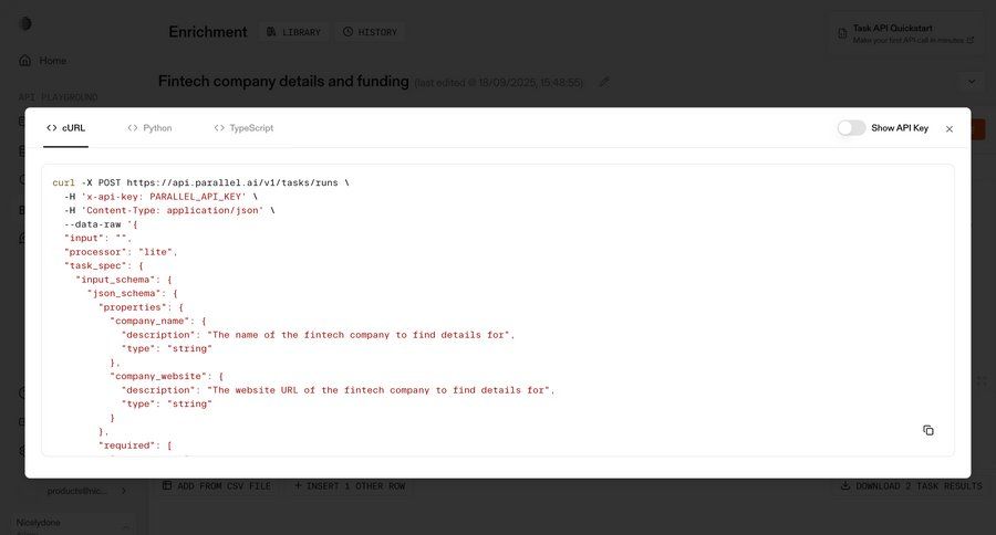 Parallel
			integrations api documentation fintech code snippet ui page example