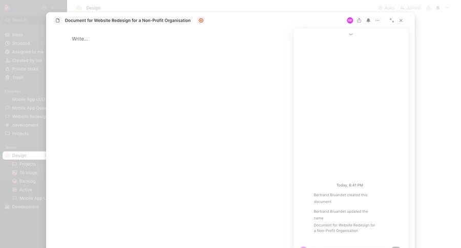 Height
			 modal screen collaboration team collaboration sidebar navigation project management document editing document sharing document creation document list sidebar communication menu marketing website design chat interface modern ui page example