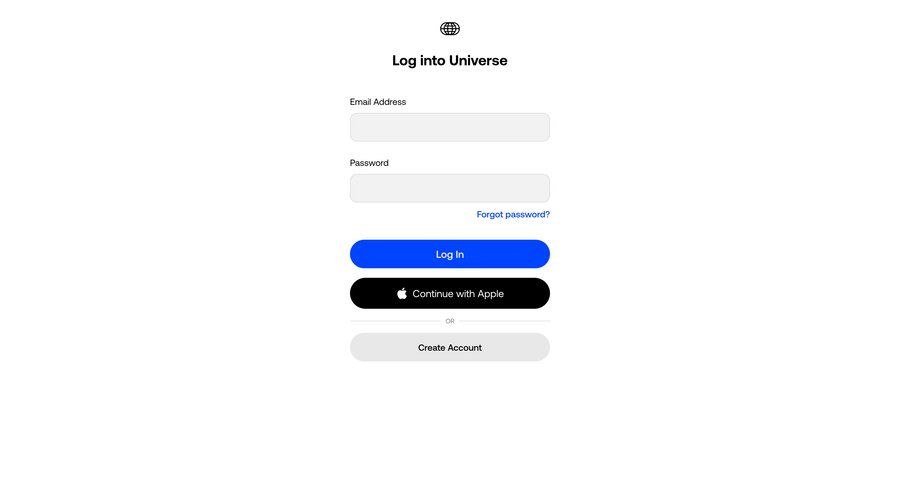 Universe
				signin ui page example