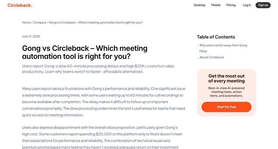 Circleback screen example