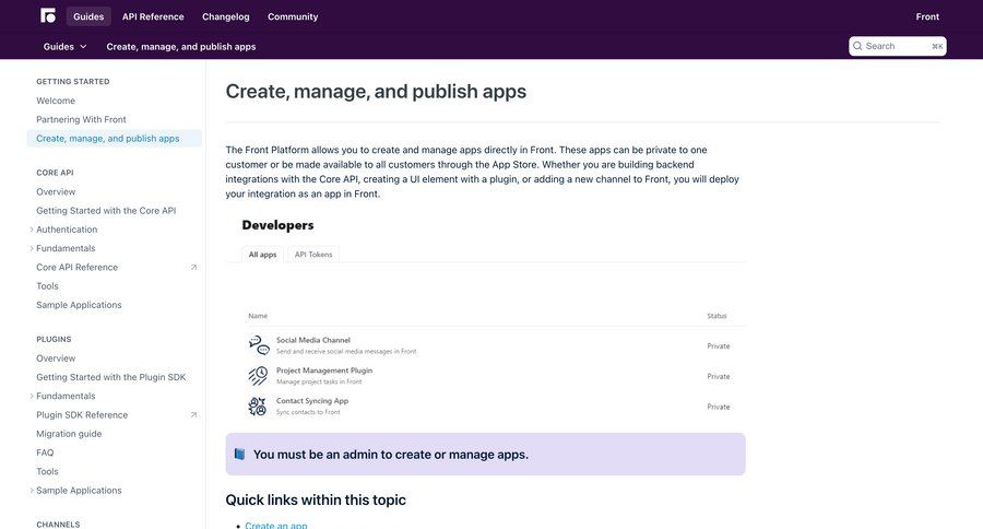 Front
			 manage links note creation doc documentation changelog media assets docs quick actions timeline ui check out ui page example