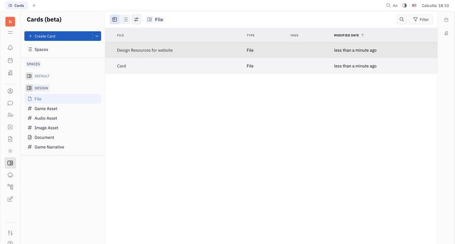 Huly
			 sidebar navigation document list ui page example