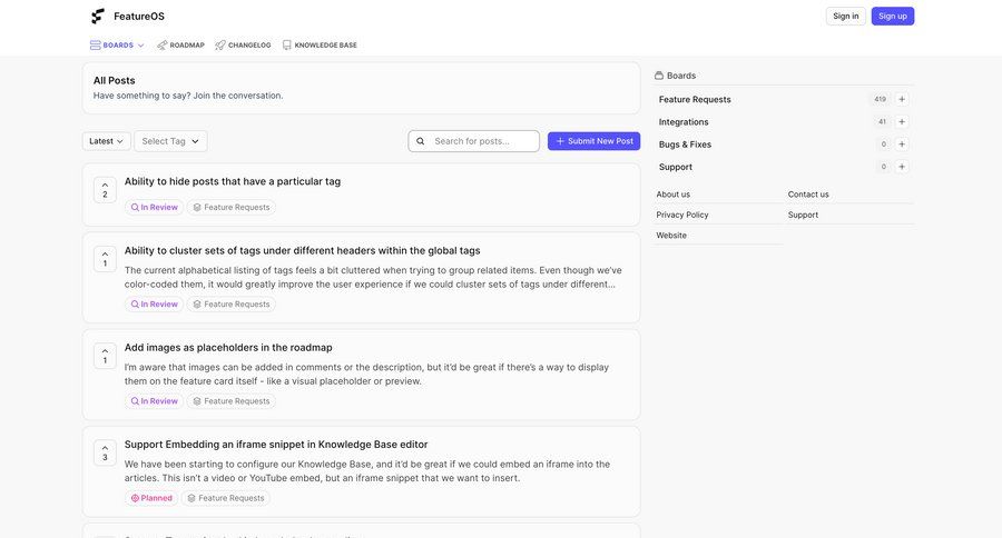 FeatureOS
				list ui page example