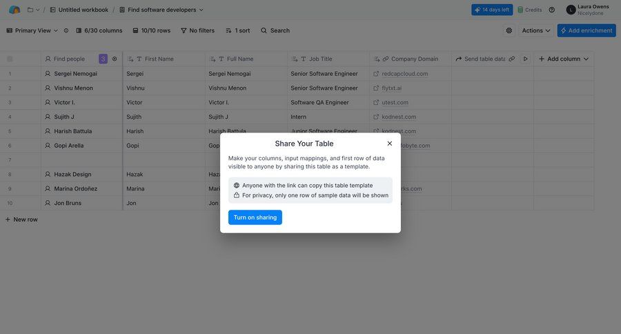 Clay
			 data management collaboration grid table sharing template creation ui page example
