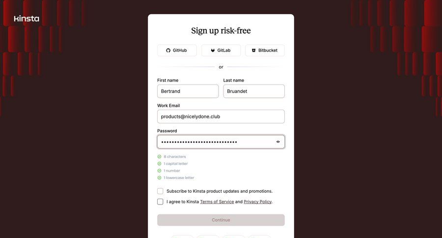 Kinsta screen example