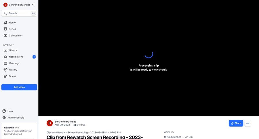 Rewatch
			 content management video management progress indicator trial banner sidebar menu progress loading loader ui page example