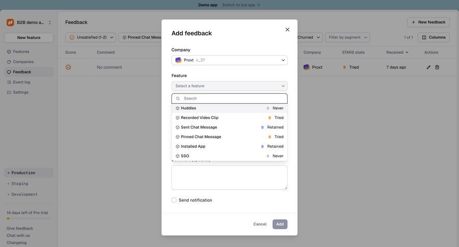 Reflag
			 modal screen form user research feedback collection ui page example