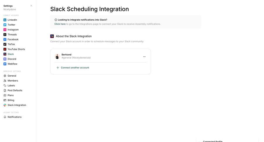 Assembly
			 configuration settings sidebar navigation onboarding workspace settings account settings full-screen layout integration setup integration management sidebar parameters integration toast notification configuration screen ui page example