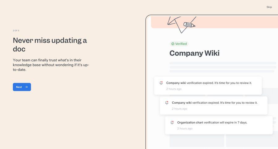 Slite
			 onboarding document management ui page example