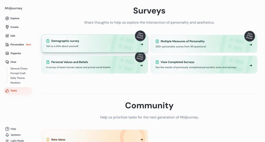 Midjourney
			 task management artificial intelligence user research sidebar ui page example