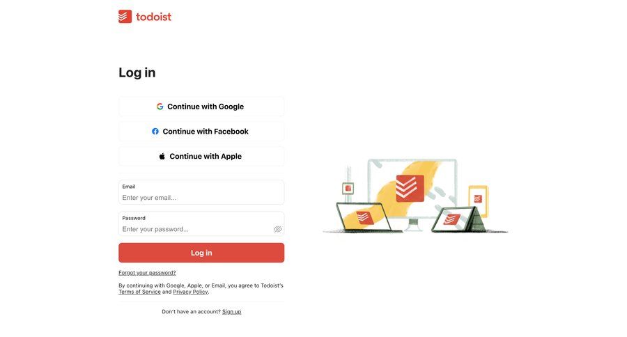 Todoist
				signin page example